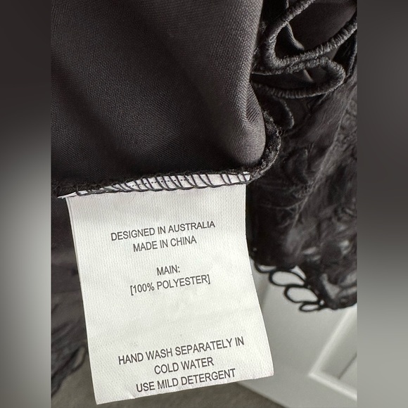 E D I T Black Embroidered Ruffled Coctail Dress Size 14 - Picture 4 of 9